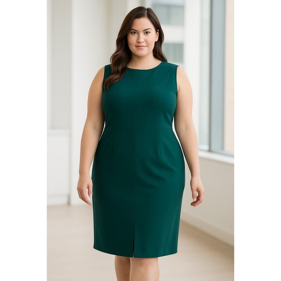 MM. LaFleur Katie Dress Sheath Midi Sleeveless Teal Green Womens Plus 1X Career - Picture 1 of 8